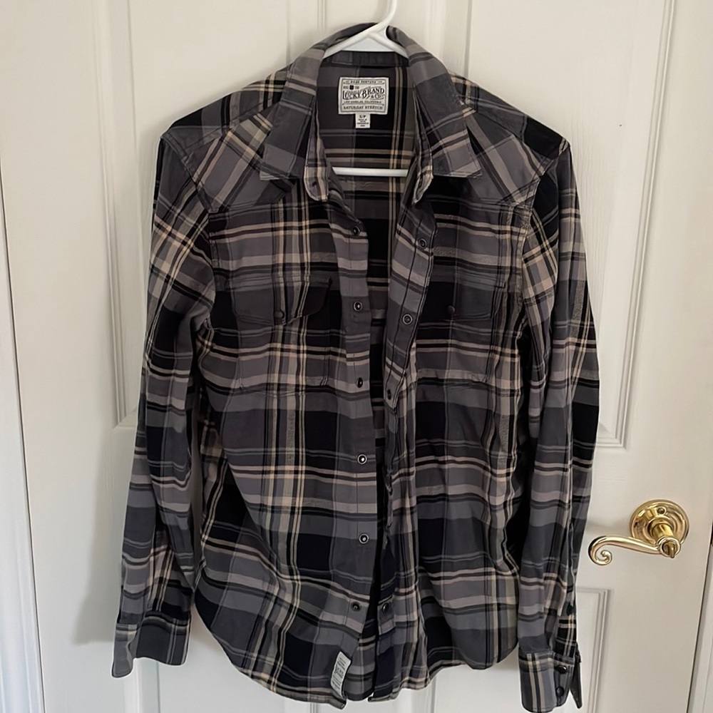 Lucky Brand Mens Flannel - Grey Size S